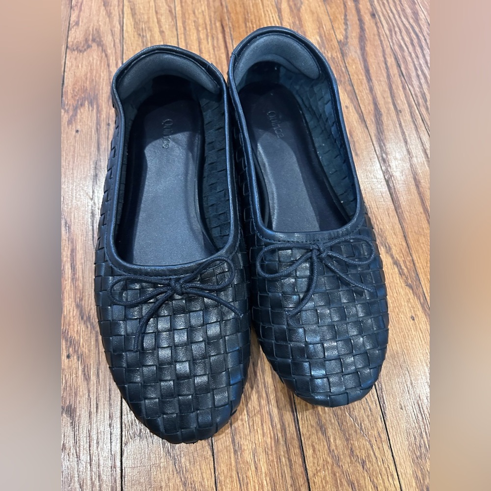 Quince Black Woven Leather Ballet Flats - Picture 4 of 8